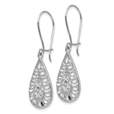 Pre-owned Superdealsforeverything Real 14kt White Gold Diamond Cut Dangle Earrings