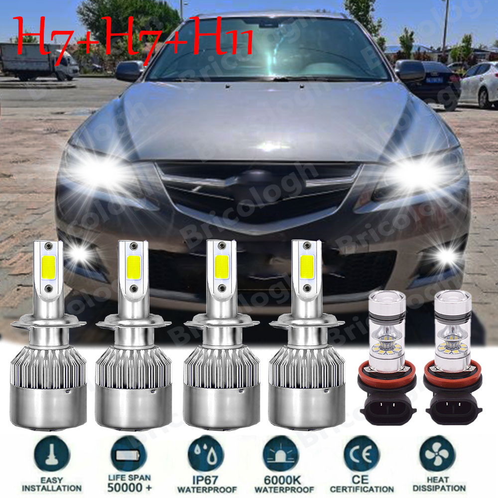 For Mazda 6 2011 2012 2013 Mazda6 -6X LED Headlight 9005 H7 H11 Fog Light Bulb
