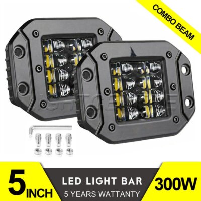 5'' Flush Mount LED Work Light Bar Spot Flood Rear Bumper Reverse Pods Driving