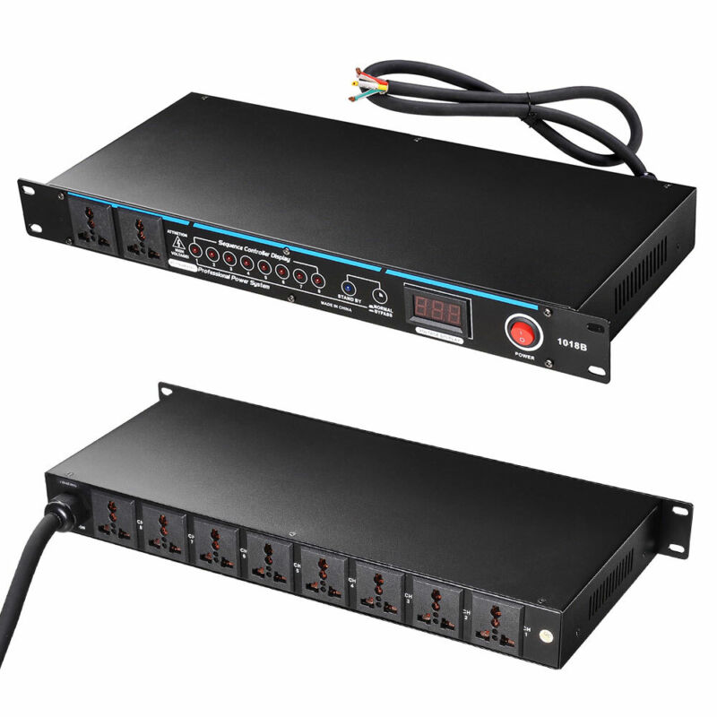 10 Outlet Power Sequencer Conditioner G-type Rack Mount 30 Amp w/ LED Display