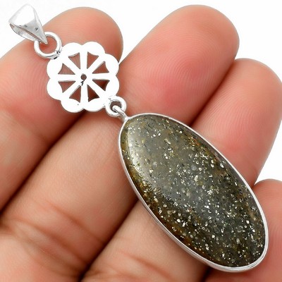 Natural Rare Black Sunstone 925 Sterling Silver Pendant Jewelry P-1634