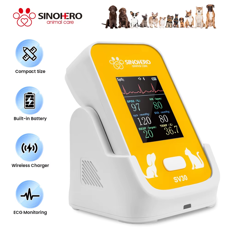 Veterinary Monitor Pulse Oximeter Portable Handle Multiple Vital Signs 6 Paramet
