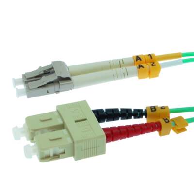 2m LC/UPC-SC/UPC OM3 Multimode Duplex OFNR 2.0mm Aqua Fiber Optic Patch Cable