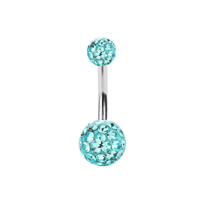 8mm-16mm Bar Navel Belly Button Ring Barbell Crystal Ball Body Piercing Jewelry