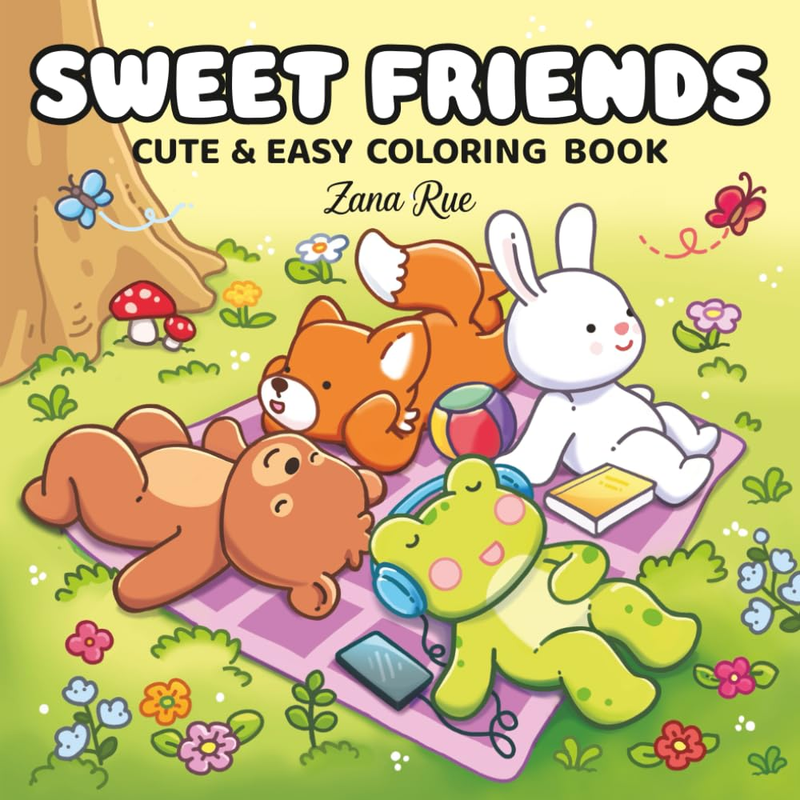 Sweet Friends: Coloring Book for Adults and Teens Featuring Adorable Animal Char