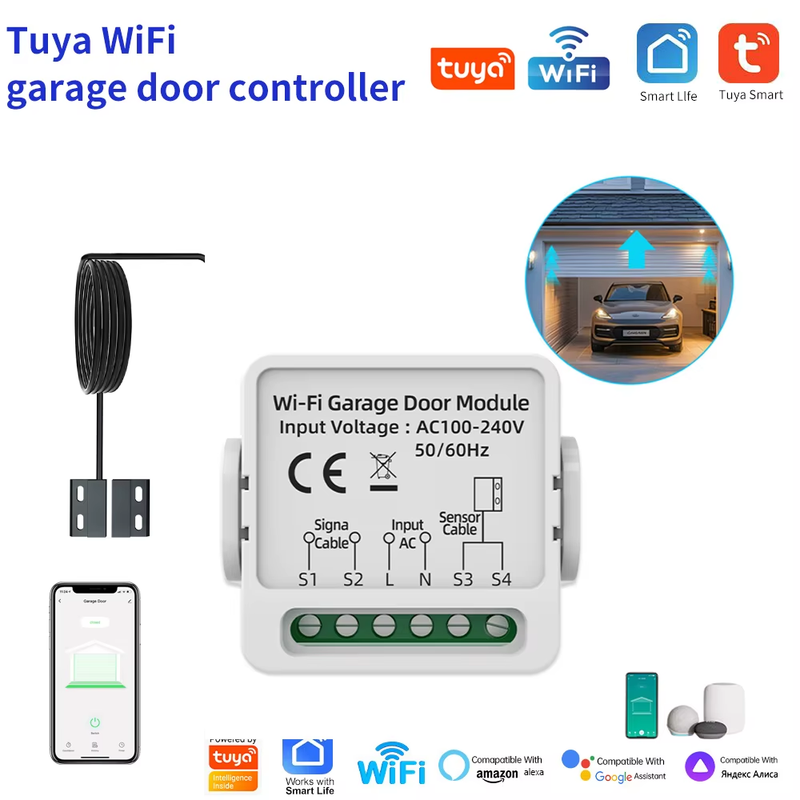 WG01 Tuya Smart Life Garage Door Opener Controller Dry Contact Switches Security