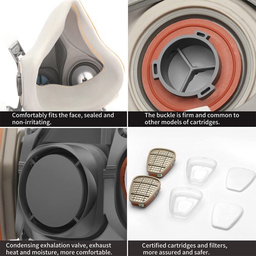 6200 Half Face 16 IN 1 Gas Mask Chemical Vapor Paint Spray Respirator + Filter