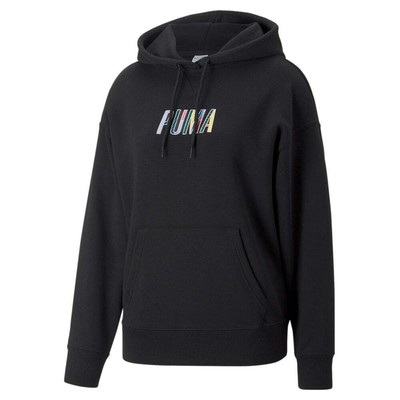 

Puma Swxp Logo Pullover Hoodie Женская черная повседневная верхняя одежда 53573801, Черный