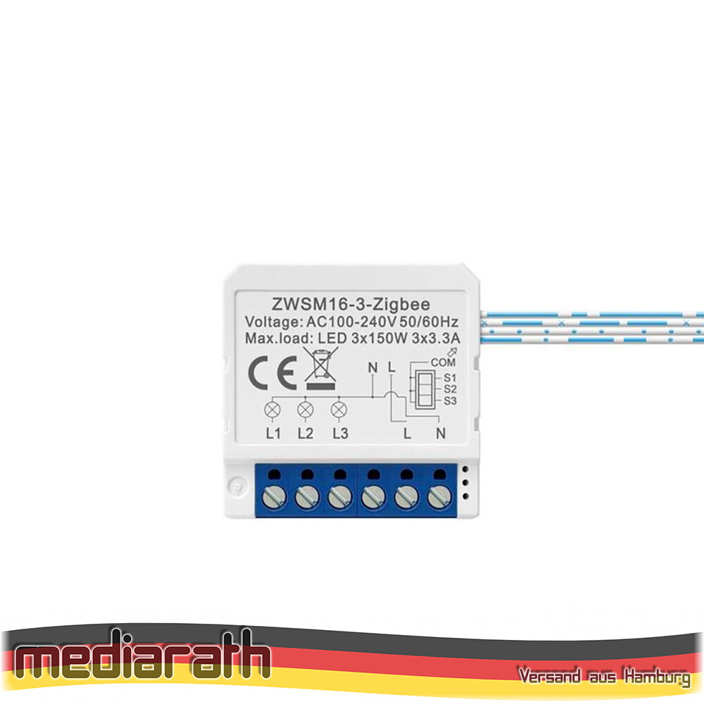 AVATTO ZWSM16-W3 ZigBee 3.0 3 Kanal 3CH Smart Switch Modul Lichtschalter TUYA