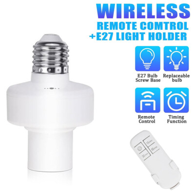 Wireless Remote Control Light Lamp E27 Screw Bulb Base Holder Cap Socket Switch