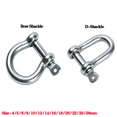 A2/A4 Stainless Steel Lifting Towing Bow Dee D Link Shackles 4/5/6/8/10/12~28mm