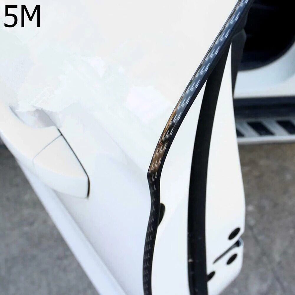 5M Carbon Fiber Car Door Moulding Scratch Protector Strip Edge Guard Trim Rubber