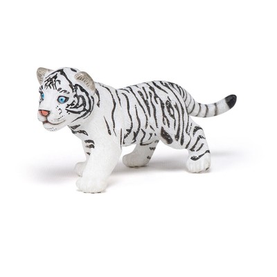 PAPO Wild Animal Kingdom White Tiger Cub Toy Figure, Black/White (50048)