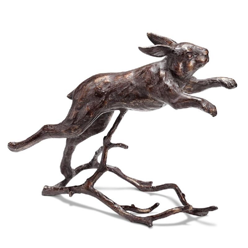 Running Bunny Rabbit Garden Sculpture Metal Outdoor Statue Bronze Finish 15"W