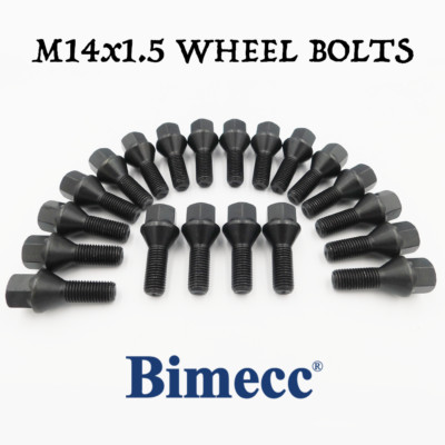 M14x1.5, R13 27mm Wheel Bolts (Bimecc) Black x 20 For Skoda Rapid Karoq Kamiq