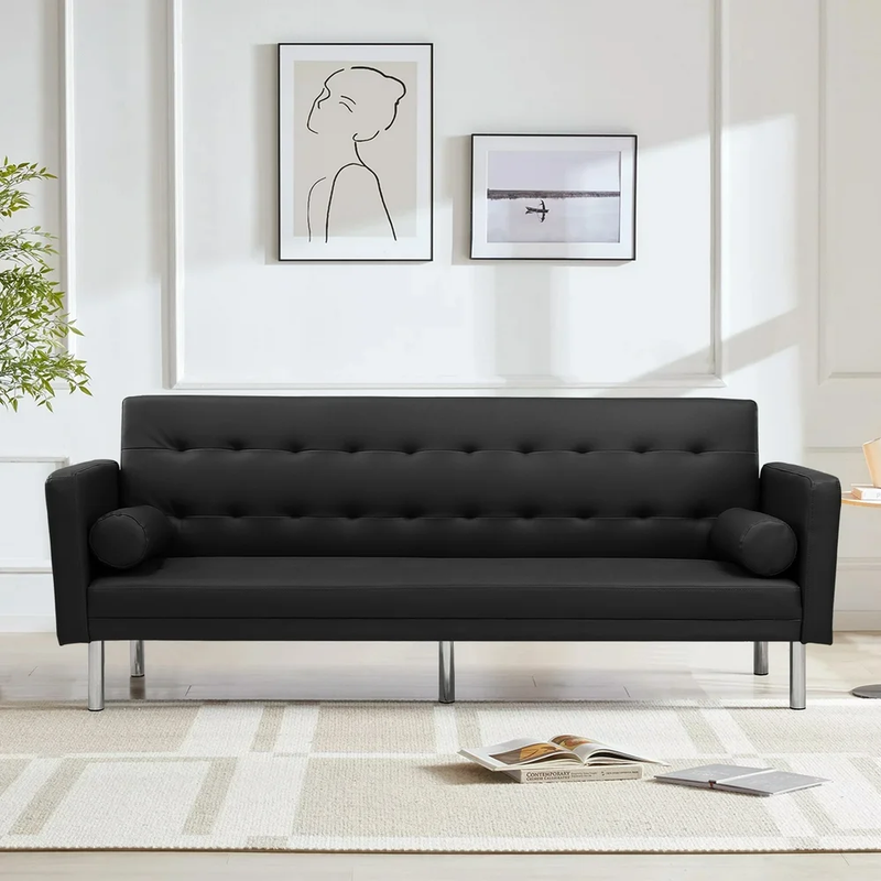 Velvet Futon Sofa Beds, 68.5" Upholstered Convertible Sofa C