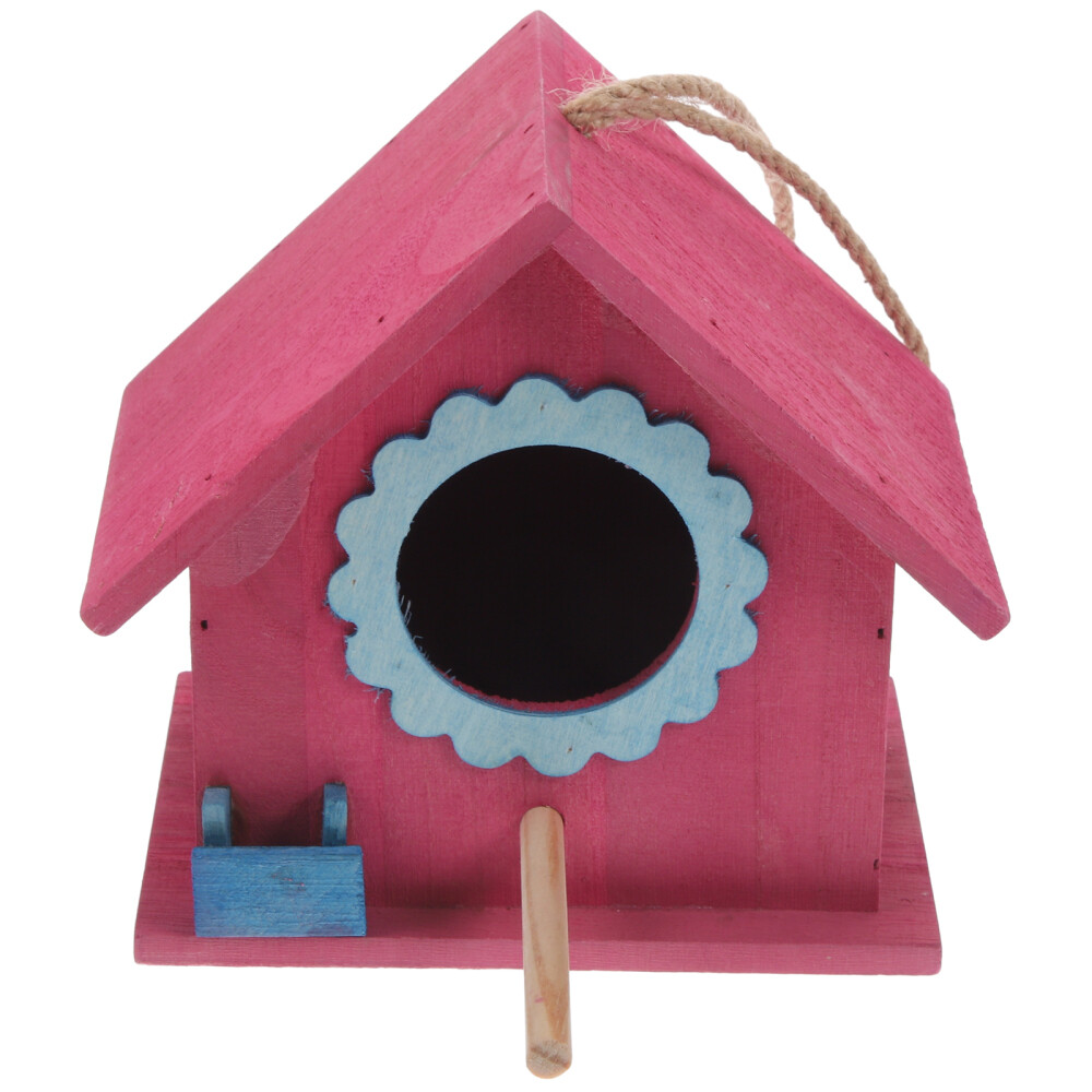 Wooden Bird House Nest Plastic Hanging Feeder Camping Decor