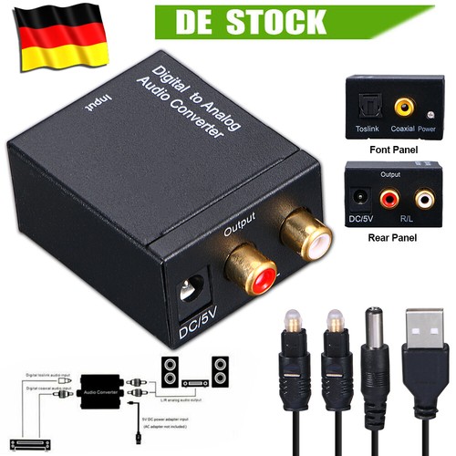 Digital zu Analog Audio Konverter Wandler Optisch Toslink Koaxial auf RCA 3.5mm