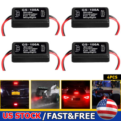 4x GS-100A Flash Strobe Controller Box Flasher Module LED Brake Tail Stop Light