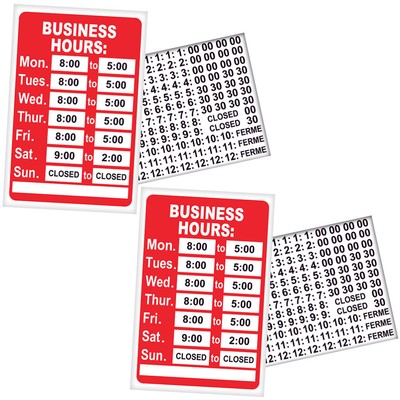  2 Sets Business Hours Signage Pvc Office Staff Water Proof Stickers Signs