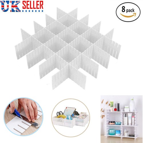 8pcs Adjustable Drawer Dividers Organiser Socks Make Up Diy