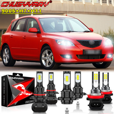 Faro Hi/Lo Beam+bombillas de luz antiniebla Combo Kit para for Mazda 3 2004-2006