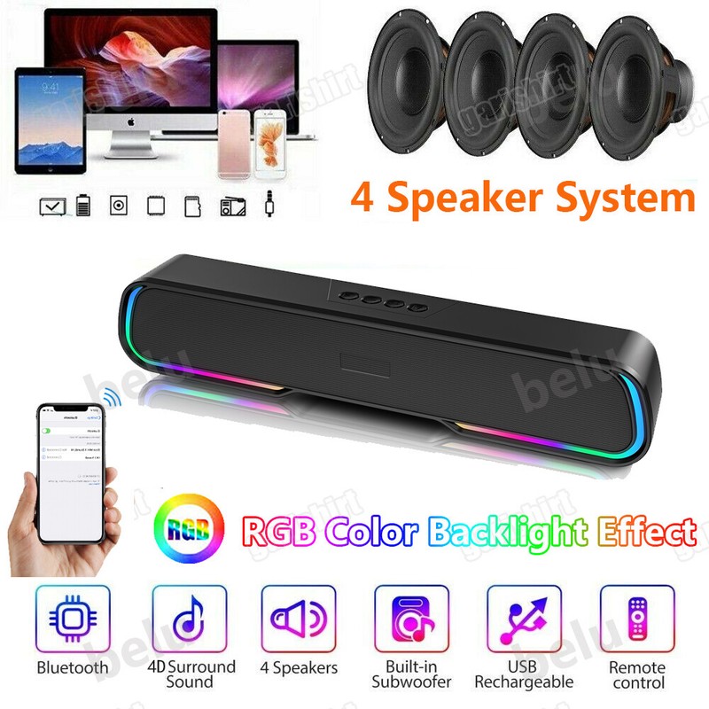 Bar 4 Speaker System Bluetooth Subwoofer Tv Home Theater