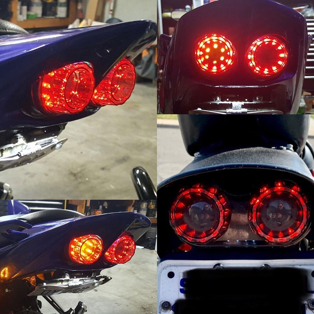 Motorcycle LED Tail Light Brake Light Turn Signal Lamp W/License Plate Bracket.