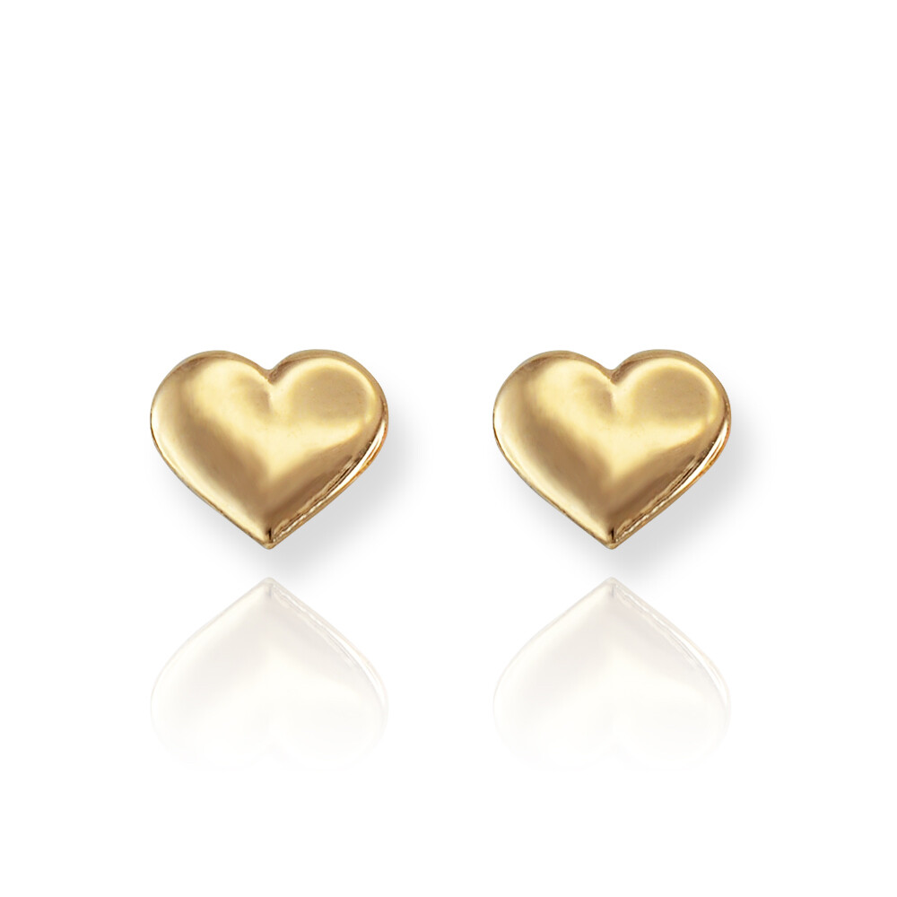 Pre-owned La Blingz 14k Yellow Gold Heart Stud Earrings