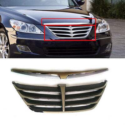 OEM Hood Grille Upper Garnish Molding Set for Hyundai Genesis Sedan 12-14