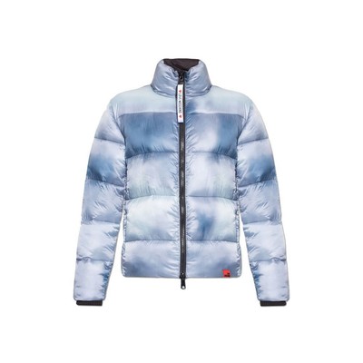 Pre-owned Moschino Love  Chic Light Blue Down Jacket With Logo Patch