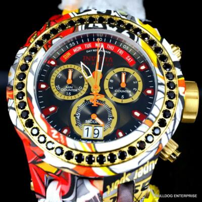 Pre-owned Invicta Reserve Subaqua Specialty 4.14 Ctw Black Spinel Swiss Graffiti Watch