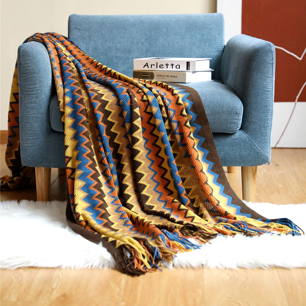Boho Bed Plaid Blanket Geometry Aztec Baja Blankets Ethnic Sofa Cover Home Decor
