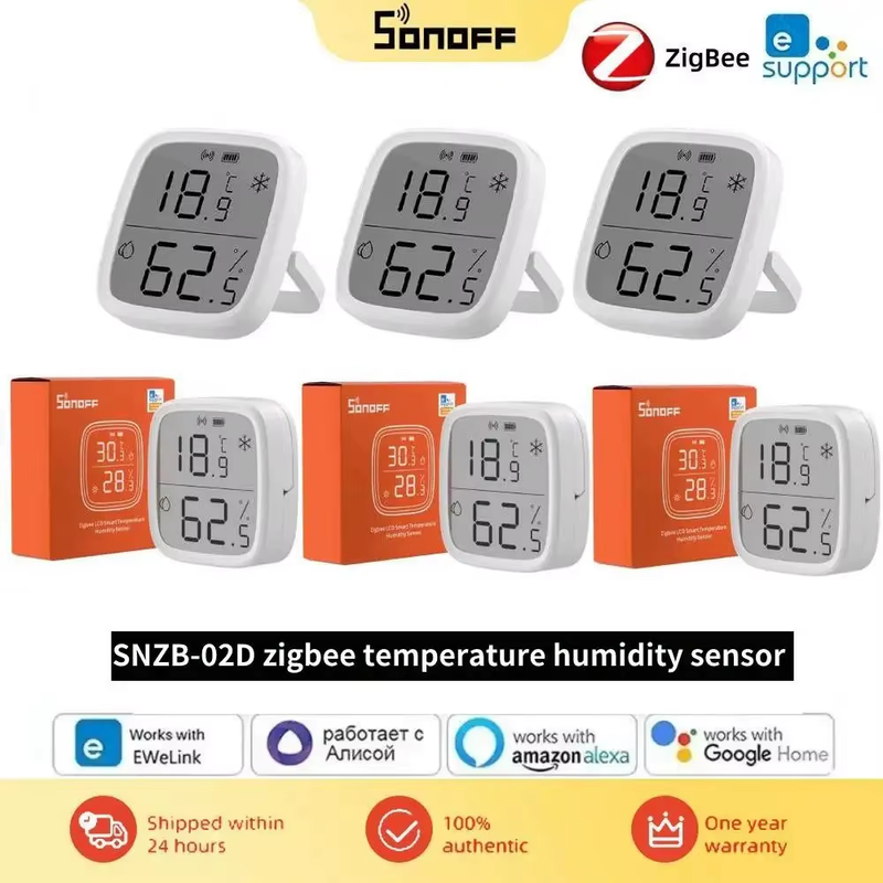 SNZB 02D Zigbee Temperature Humidity Sensor SNZB-02D LCD Real-time Monitor Via E