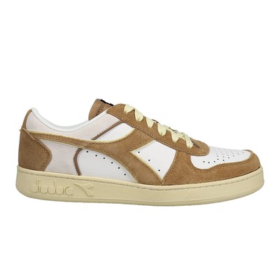 Мужские коричневые, белые кроссовки Casua на шнуровке Diadora Magic Basket из замши на низком каблуке