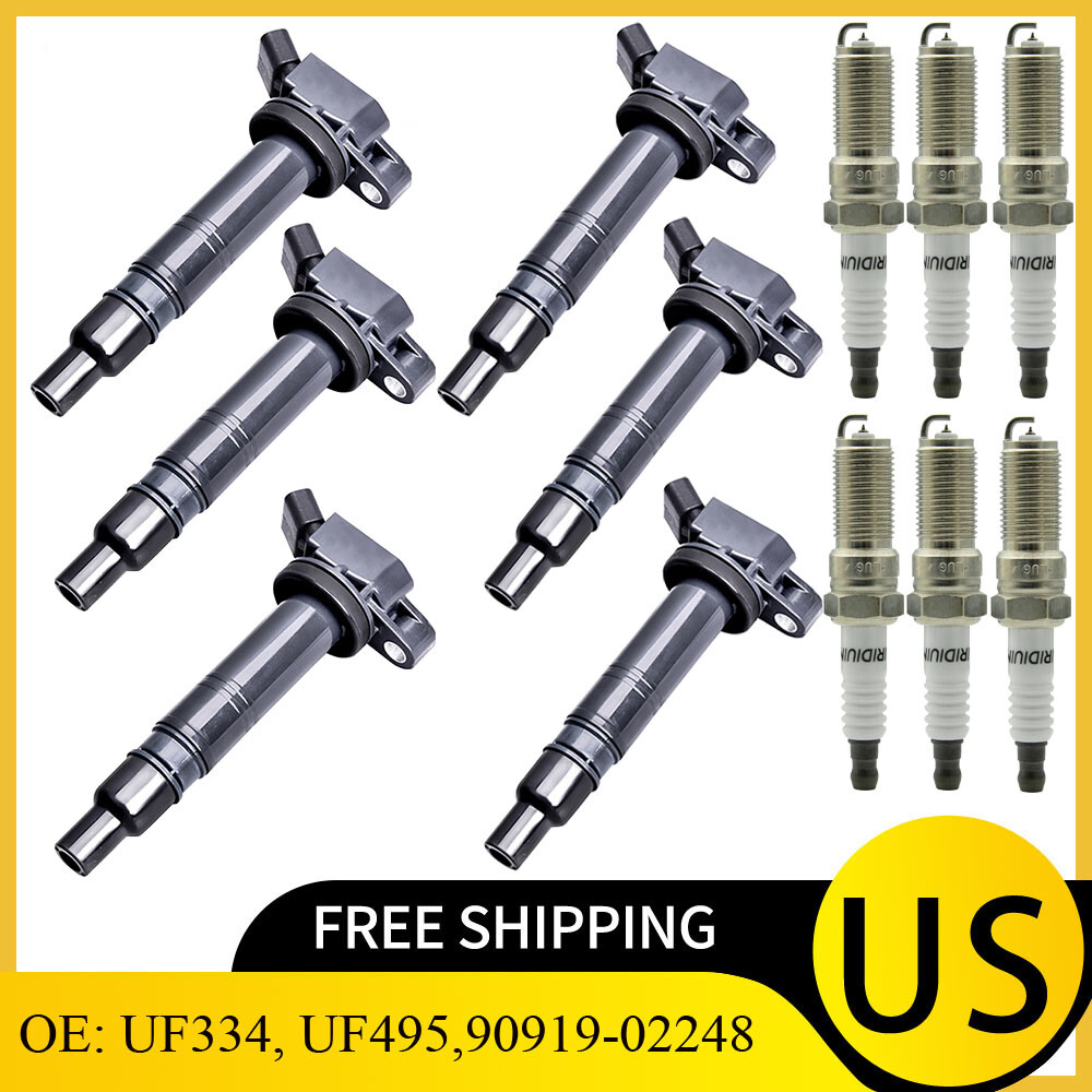 6X Ignition Coil & 6X Iridium Spark Plug For Toyota Tacoma 4Runner 4.0L UF495