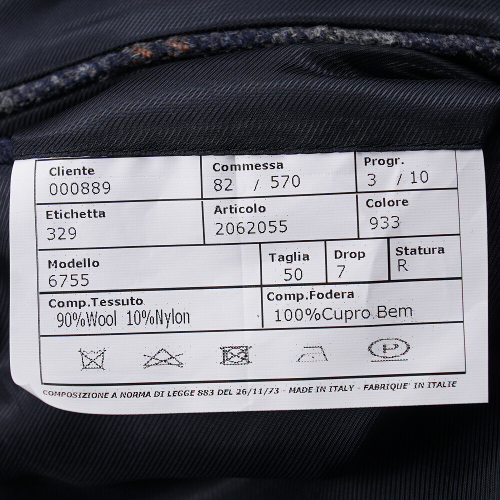 Pre-owned Sartoria Partenopea $3195  Navy Blue Layered Check Wool Sport Coat 40 R