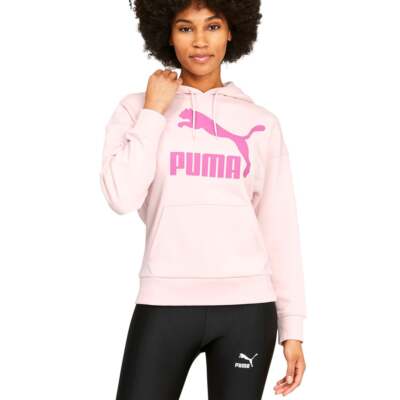 

Puma Classics Logo Pullover Hoodie Женская розовая повседневная верхняя одежда 531859-16, Розовый