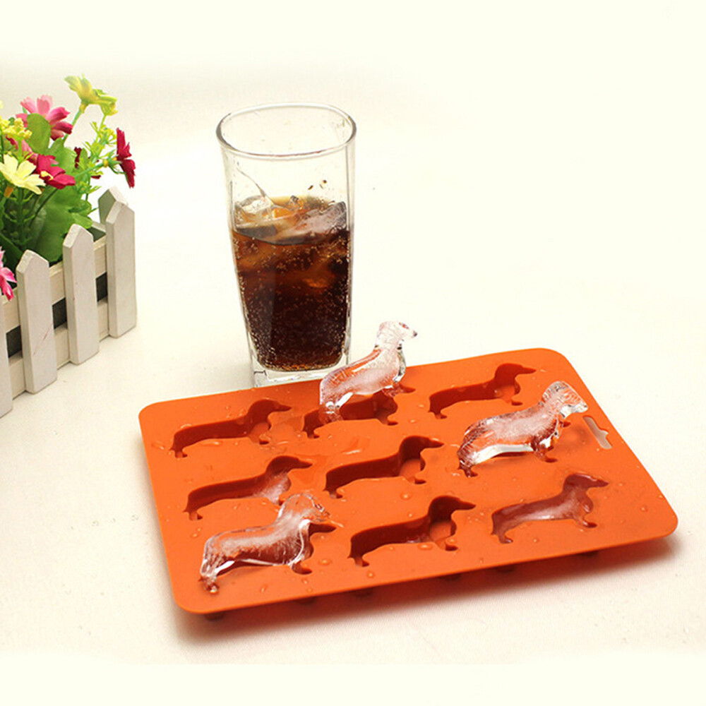 9 Grid Dachshund Dog Shaped Ice Cube Tray Moulds Silicone Ice Cube Tray
