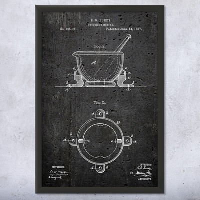 Mortar & Pestle Patent Wall Art Poster, Canvas or Framed Pharmacist Gift