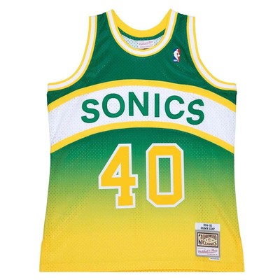 

Спортивная майка Mitchell - Ness Fadeaway Swingman с круглым вырезом 199495, мужская, Green;yellow, Mitchell - Ness Fadeaway Swingman Athletic Tank Jersey 1994-95