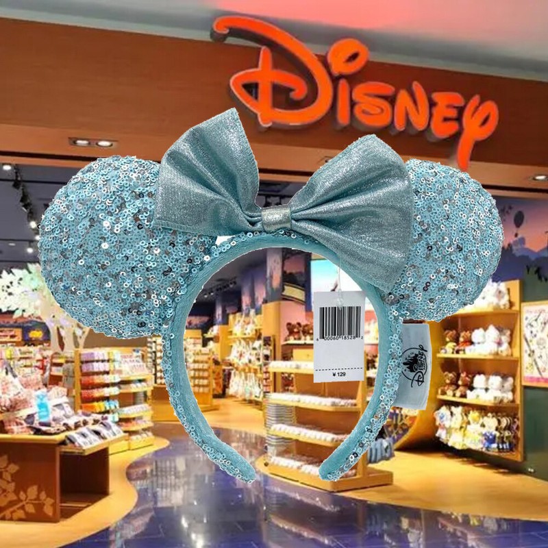 New Disney Parks Arendelle Aqua Minnie Mouse Ears Minnie Ears Disney Parks Frozen Arendelle Aqua Resort Sequin  main image 3