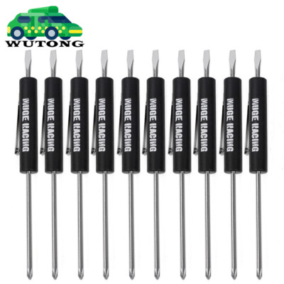 10x Black Mini Pocket Screwdriver Flat/Slotted & Phillips Tip w/ Magnet and Clip