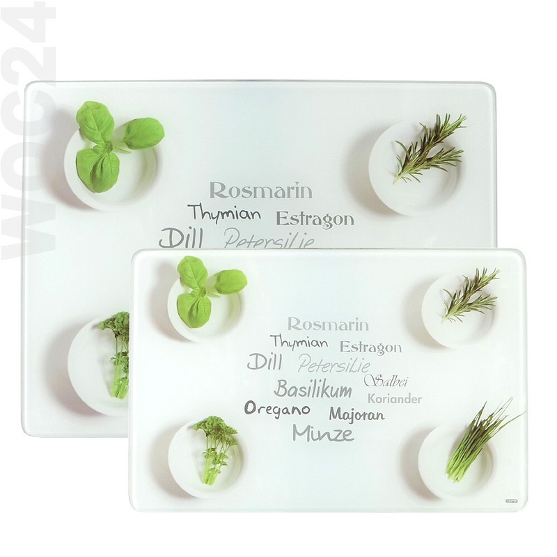 Glas Schneidebrett Servierbrett Tranchierbrett Glasschneidebrett KrÃ¤Uter WeiÃ