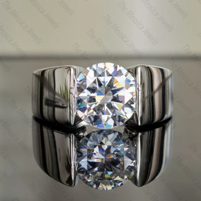 1Ct  Round Lab-Created Diamond Solitaire Engagement Ring 14K White Gold Plated