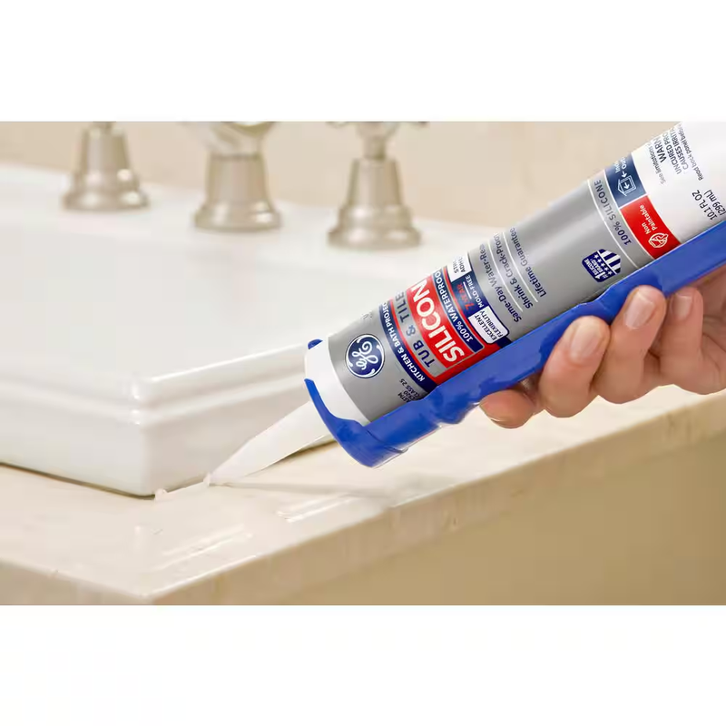 Tub and Tile Silicone 1 Caulk 10.1 Oz Kitchen and Bath Sealant White