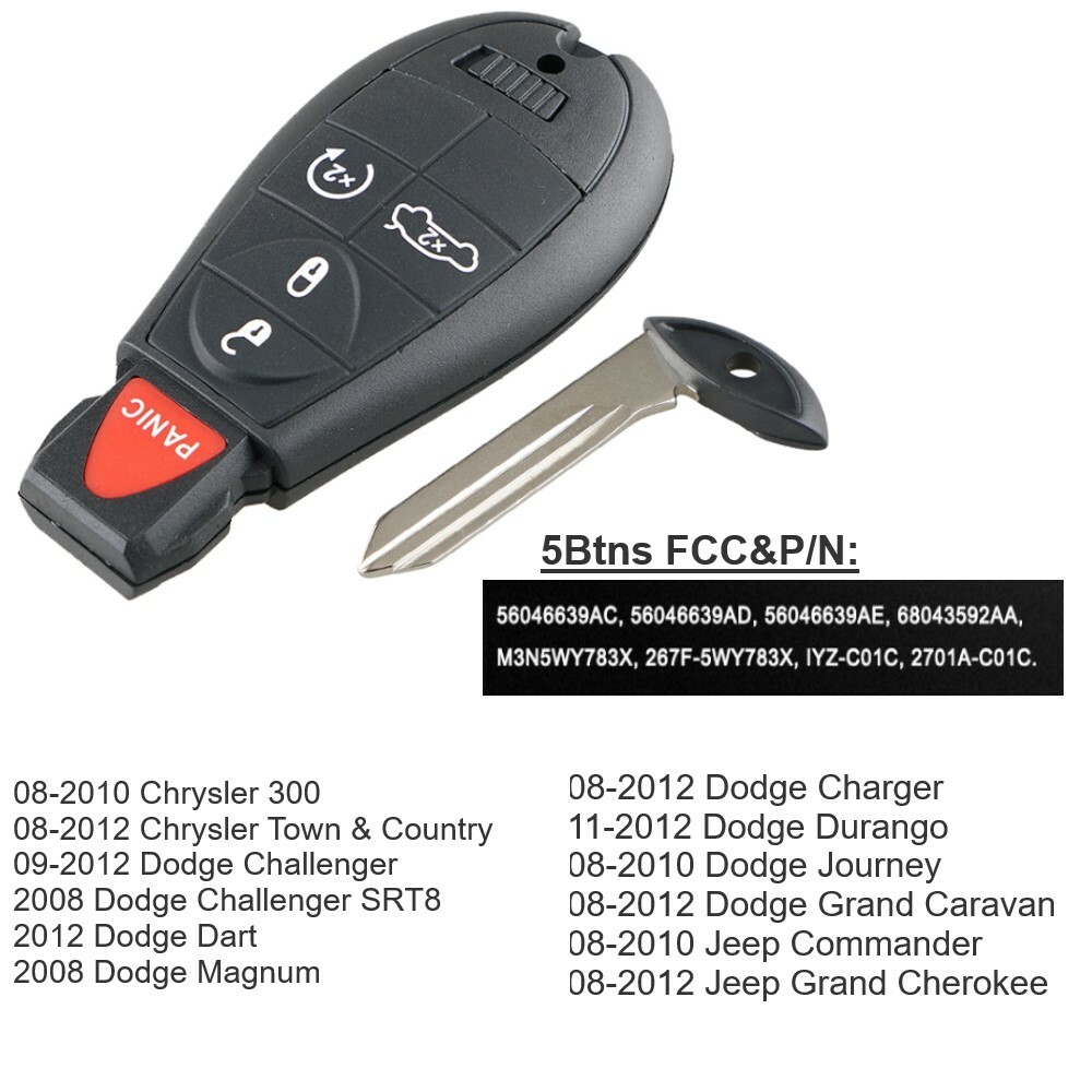 2 For 20082012 Dodge Grand Caravan Charger Keyless Entry Remote Key