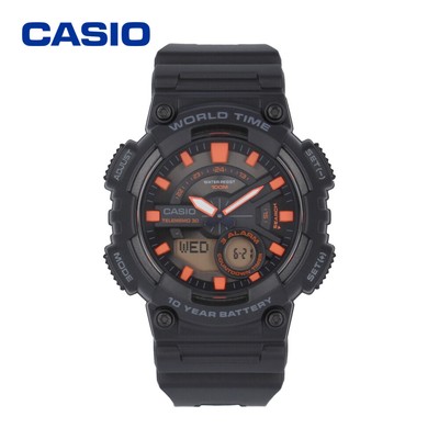 Casio STANDARD AEQ-110W-1A2 AEQ-110W AEQ-110 MEN Analog Digital Black Orange
