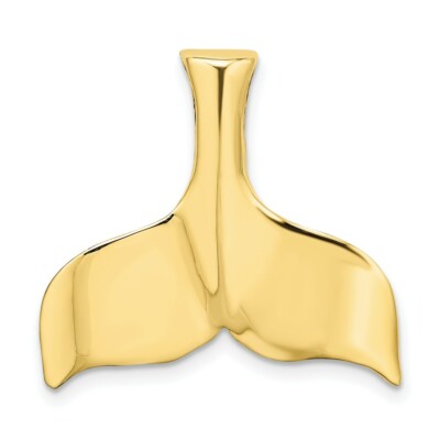 Pre-owned Skyjewelers Real 10kt Yellow Gold 3-d Polished Whale Tail Charm