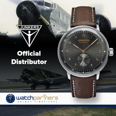 Pre-owned Junkers Bauhaus Swiss Hand Wind Eta 7001 Watch 40mm Case Anthracite Dial 6030-2